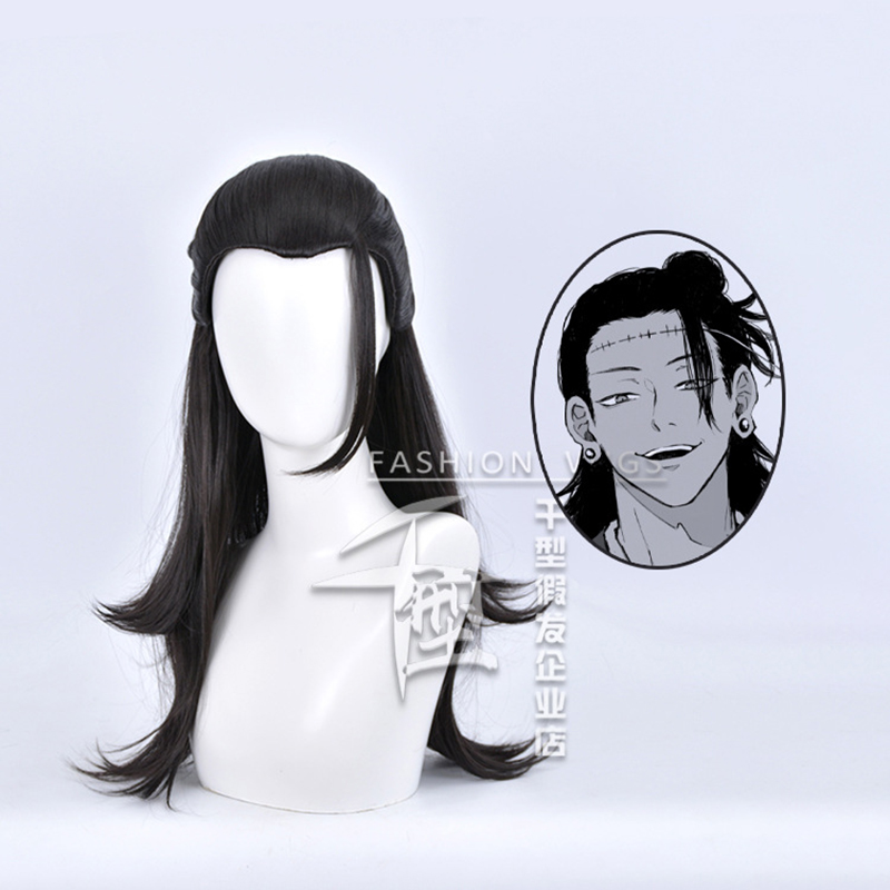 Anime Cosplay Long Black Hair - 合成コスプレウィッグ,60cm,黒髪,高温,パーティー用