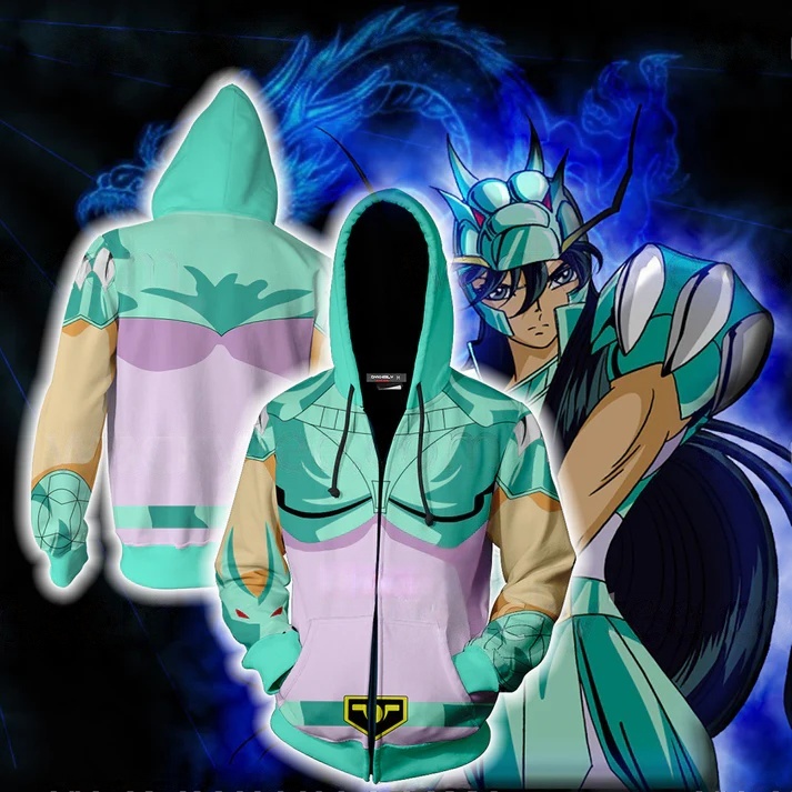 Cosplay Anime Basic - アニメ聖闘士星矢 3D プリントパーカー男性女性ストリート特大スウェットコスプレジッパーパーカー男性コスプレジャケットコート