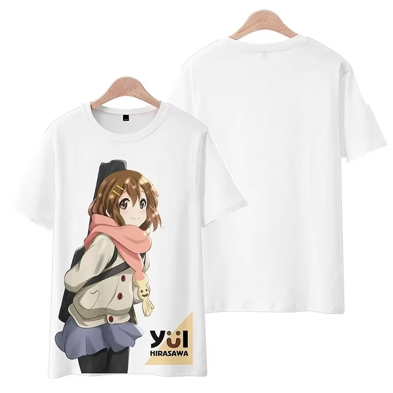 Cosplay Anime Basic - ユニセックスかわいいコスプレアニメ T シャツ、K-ON グラフィック プリント、ユイ、ミオ、リツ、ムギ、アズサが描かれた女性と男性の T