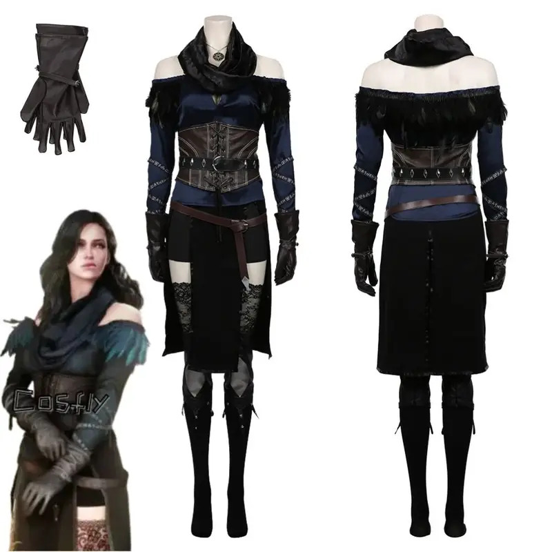Anime Cosplay Mujer - イェネファーコスプレファンタジア衣装変装女性女の子服ロールプレイ中世衣装女性ハロウィンカーニバルスーツ
