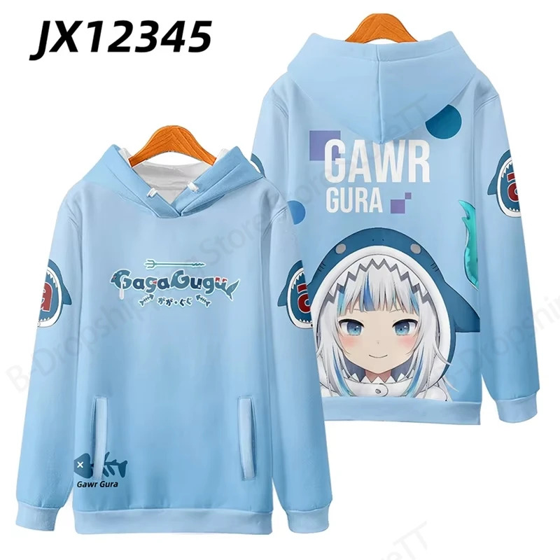 Cosplay Anime Basic - Gawr Gura アニメコスプレ 3d プリントパーカー男性女性ファッションパーカートレーナー女性スウェットガールトラックスーツ特大服少年