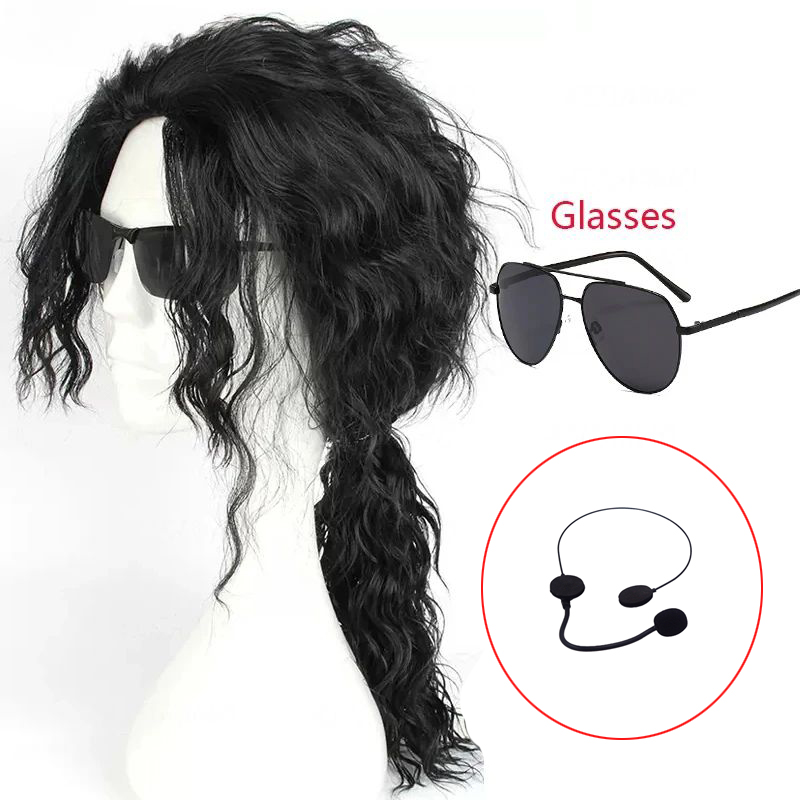 MJ マイケル コスプレ ブラックウィッグ ジャクソン マイ - Anime Cosplay Long Black Hair のレビューと価格