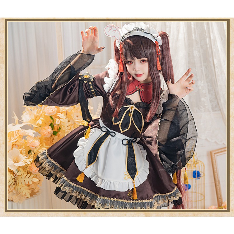 ゲーム原神インパクト胡タオメイドコスプレかわいいかわいい制服 - Anime Cosplay Maid のレビューと価格