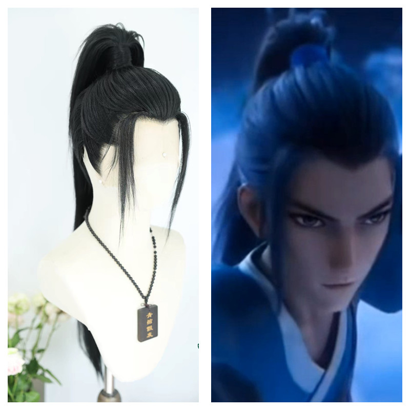 すでにスタイリング済みのルー・ドンビン（映画『八仙伝』）ブラ - Anime Cosplay Long Black Hair のレビューと価格