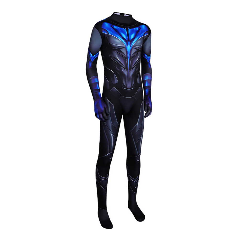 男性ナイトウィングコスプレジャンプスーツ衣装ボディスーツアイ - Anime Cosplay Outfits Male のレビューと価格