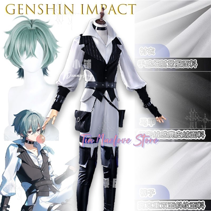 ゲームキャラクターフル衣装原神インパクトローヘン PV バー - Anime Cosplay Outfits Male のレビューと価格