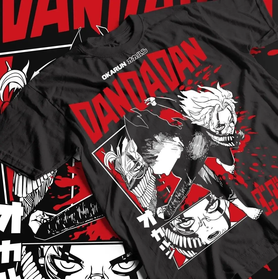 人気のダンダダン招き猫マルチパネル漫画Tシャツ、黒のルーズフ - Cosplay Anime Basic のレビューと価格