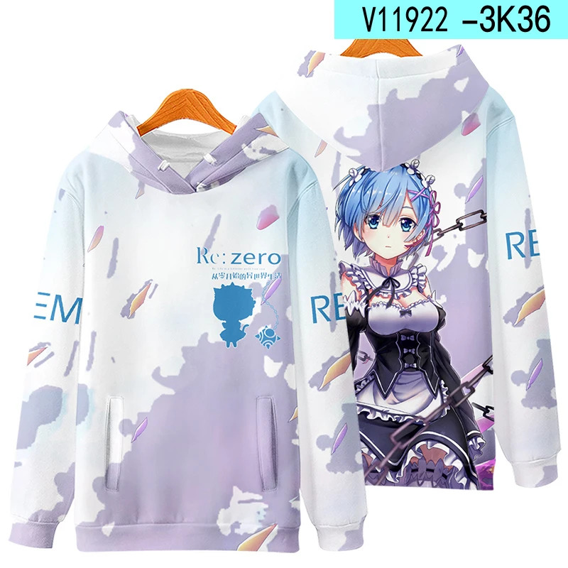 3D 再ゼロコスプレパーカーアニメエミリアプリントスウェット - Cosplay Anime Basic のレビューと価格