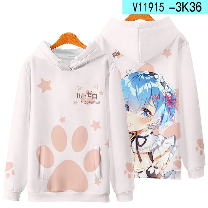 3D 再ゼロコスプレパーカーアニメエミリアプリントスウェット - Cosplay Anime Basic のレビューと価格