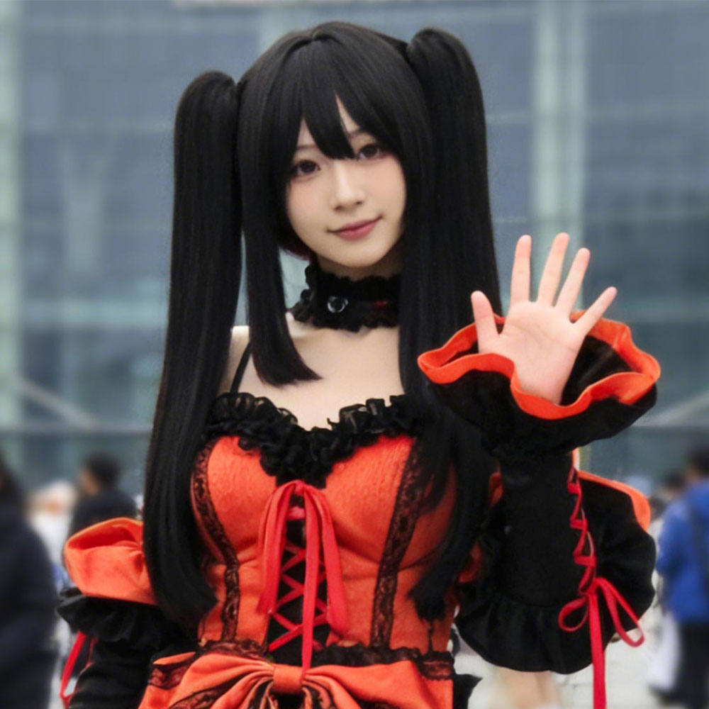 デート・ア・ライブ トキサキ・クルミ コスプレウィッグ HS - Anime Cosplay Long Black Hair のレビューと価格