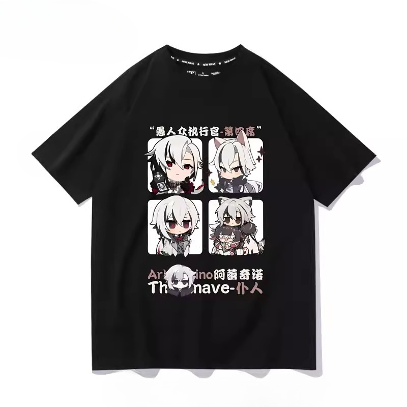 アニメ原神アルレッキーノコスプレ半袖 Tシャツ女性男性原宿ト - Cosplay Anime Basic のレビューと価格